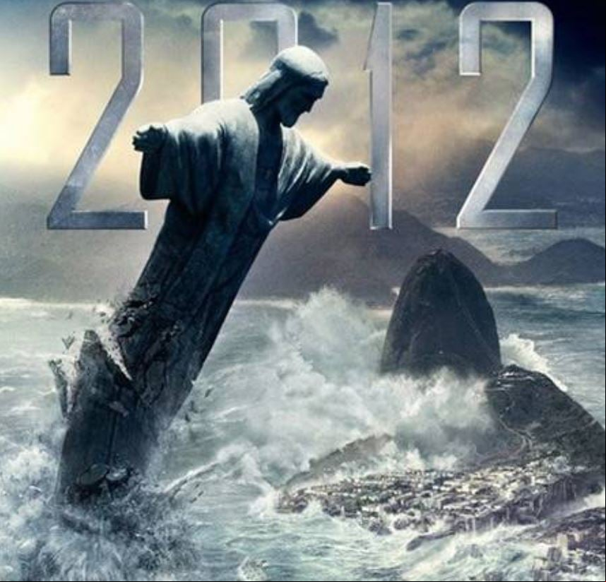 Outra cena impactante que mostra o Rio de Janeiro é a destruição do Cristo Redentor durante uma catástrofe de dimensão mundial. Foi no filme 2012, lançado em 2009.