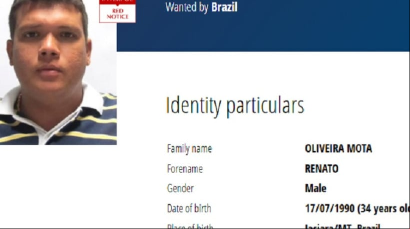 Renato Oliveira Mota, um dos réus pelas mortes dos chefes do PCC Gegê do Mangue e Paca, em 2018, constava na lista de procurados da Interpol